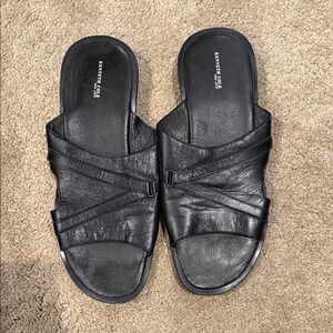 Kenneth Cole Black Leather Slide Sandals